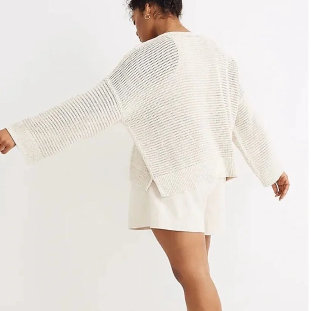 Madewell Rainbow Marled Seville Pullover Sweater Boxy Cropped Marled Beach XS